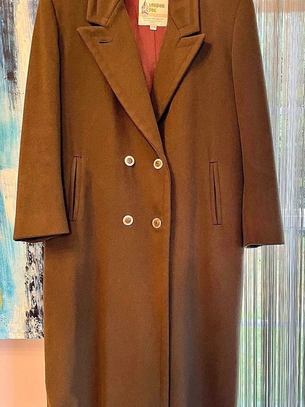 Stunning Vintage London Fog Wool Pea Coat in Olive Green Size 12-M